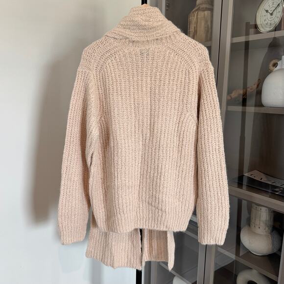 Reformation Spence Wheat Beige Sweater M NEW Baby Alpaca Detachable Knit Scarf - Picture 5 of 6